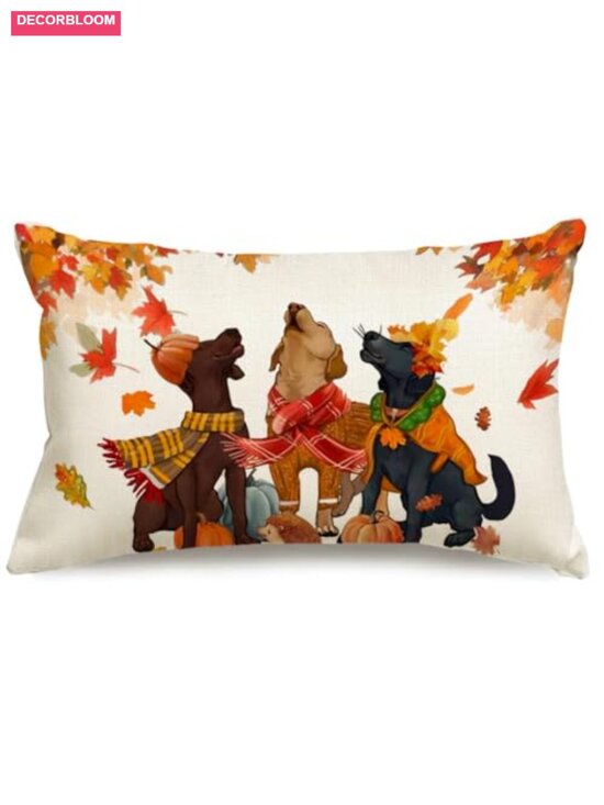 Other - Fall Dog Pattern Throw Pillow Covers 12x20 Set of 1 Linen